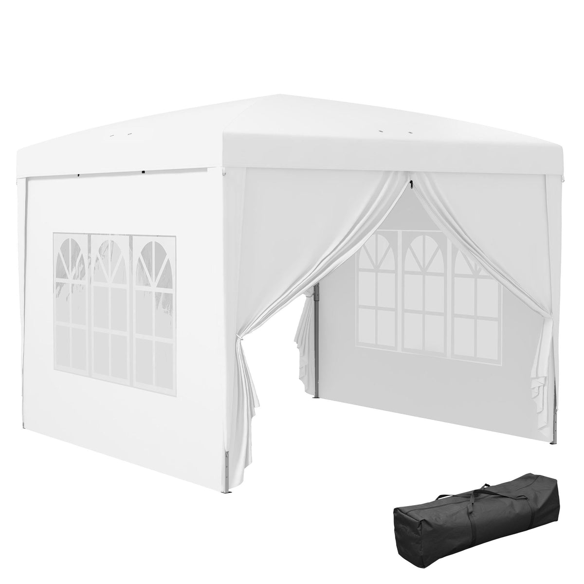 10' x 10' Outdoor Pop Up Party Tent Gazebo with Carrying Bag, White — product view 1