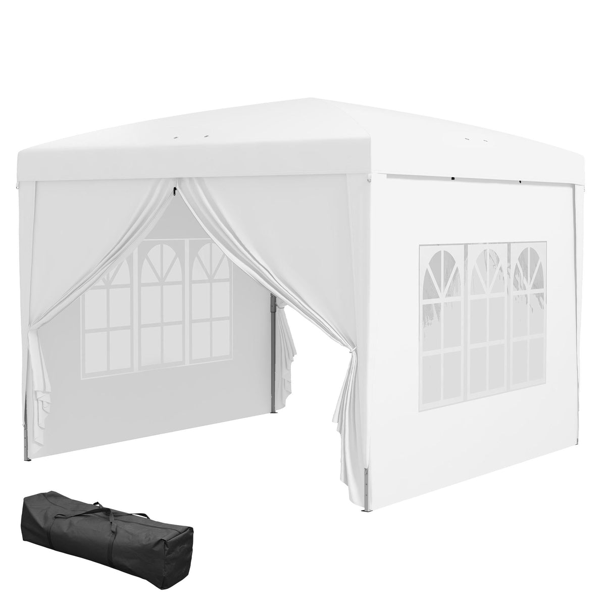 10' x 10' Outdoor Pop Up Party Tent Gazebo with Carrying Bag, White — product view 2