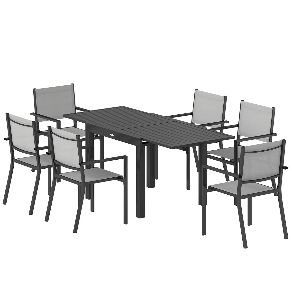 7 Piece Outdoor Dining Set with Extendable Table and Stackable Chairs — product view 2