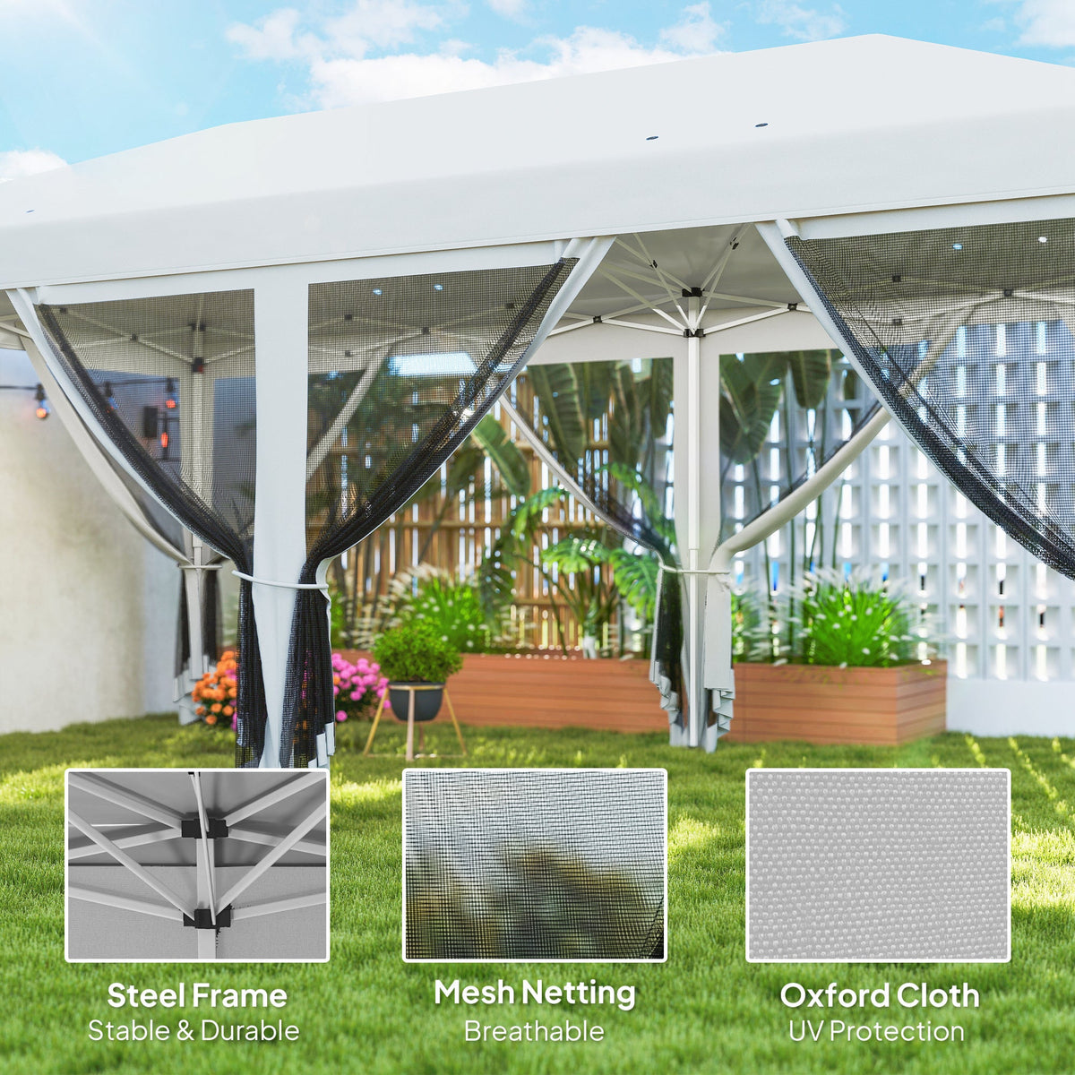 10' x 20' Pop-Up Canopy Tent with Removable Mesh Sidewalls and Carry Bag, White — product view 6