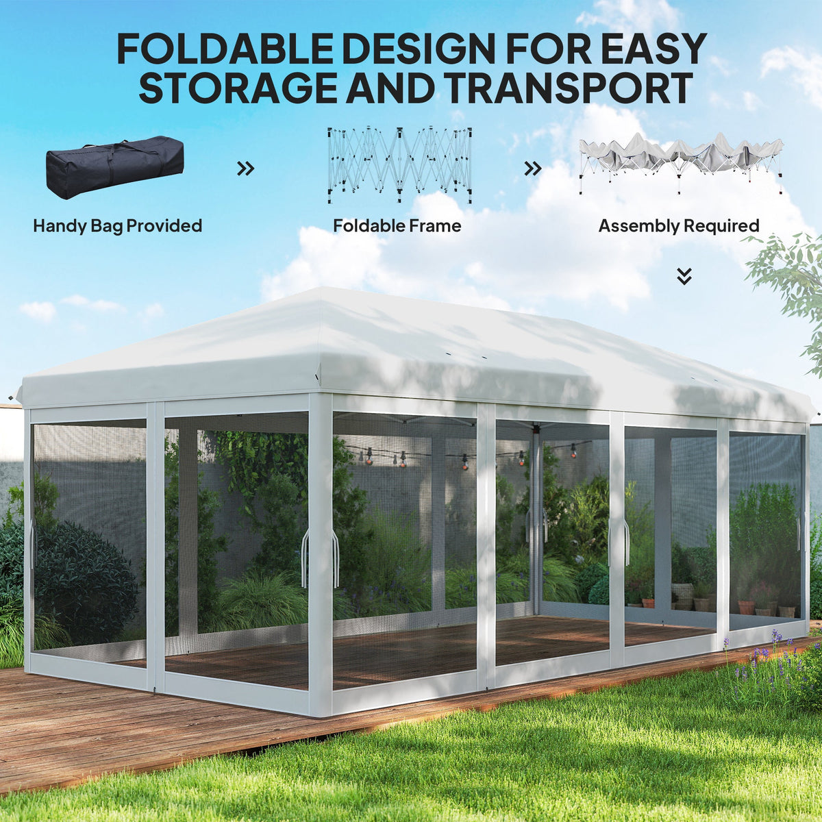 10' x 20' Pop-Up Canopy Tent with Removable Mesh Sidewalls and Carry Bag, White — product view 7