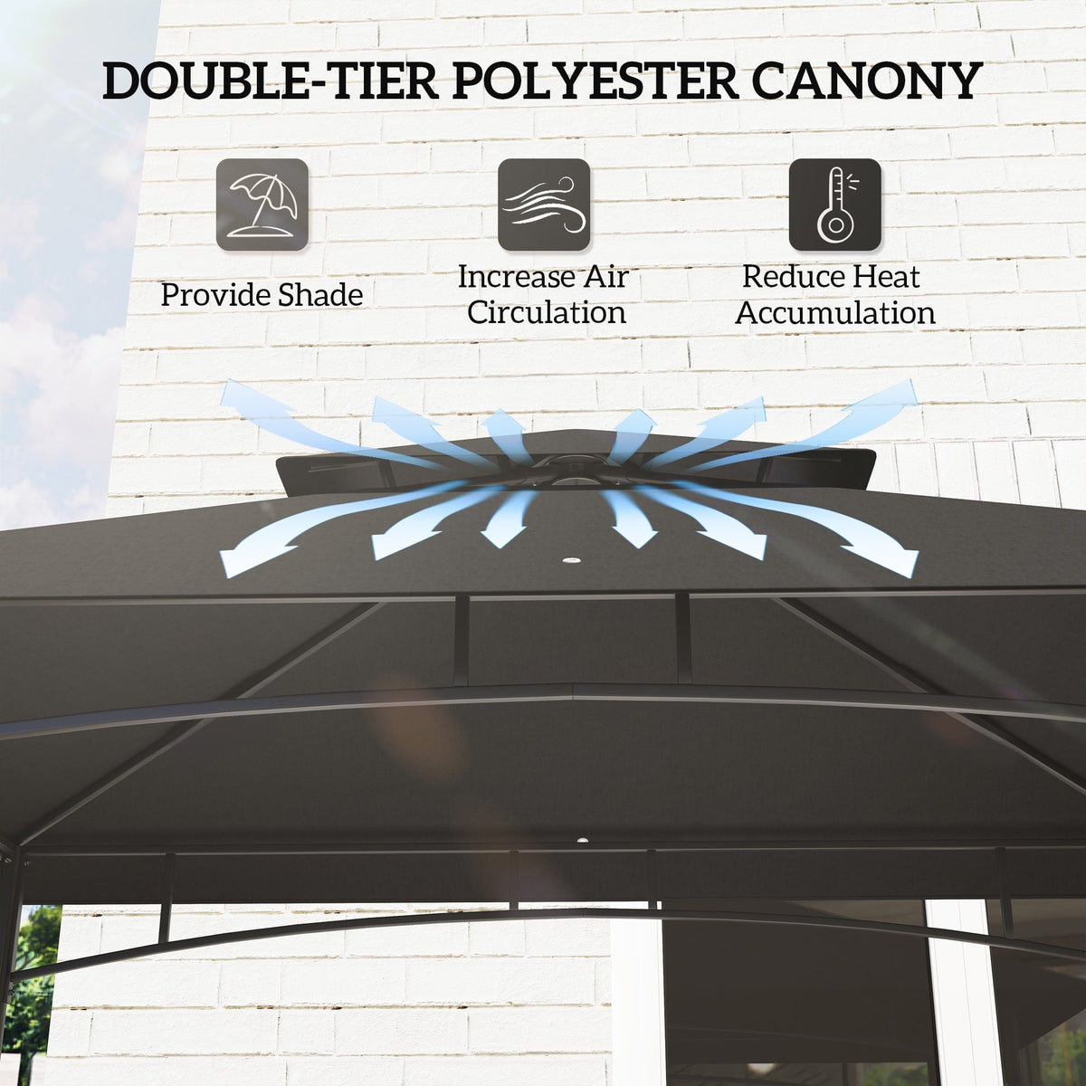 8' x 5' Grill Gazebo with Shelves and Baskets, Dark Gray — product view 6