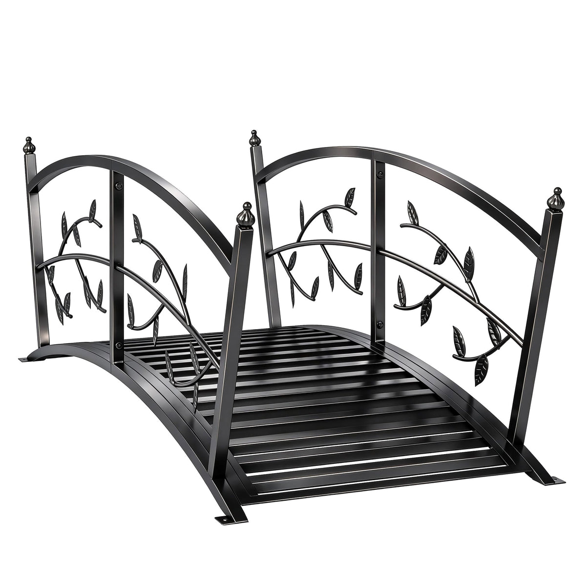 1.2M Metal Garden Bridge with Safety Railings, Black — product view 1