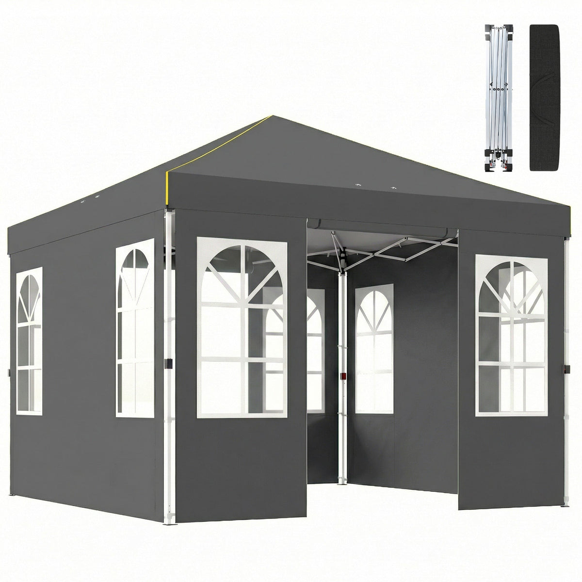 9.6' x 9.6' Pop Up Canopy Tent with Sidewalls, Dark Gray — product view 1