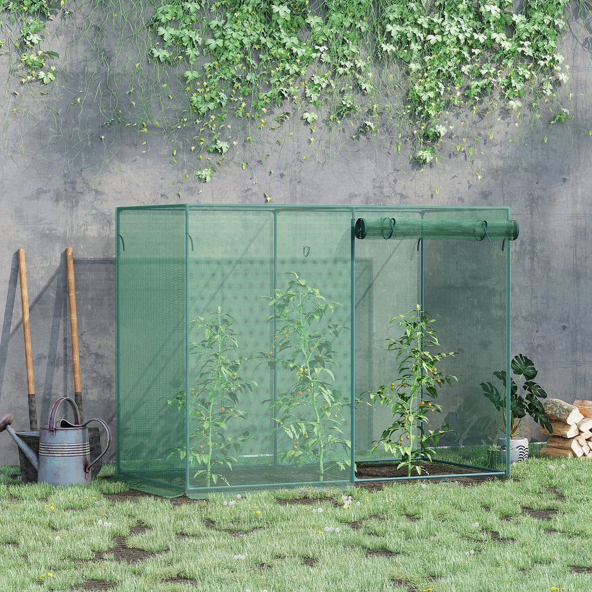 6' x 3' x 5' Crop Cage with Zippered Doors, Green — product view 3