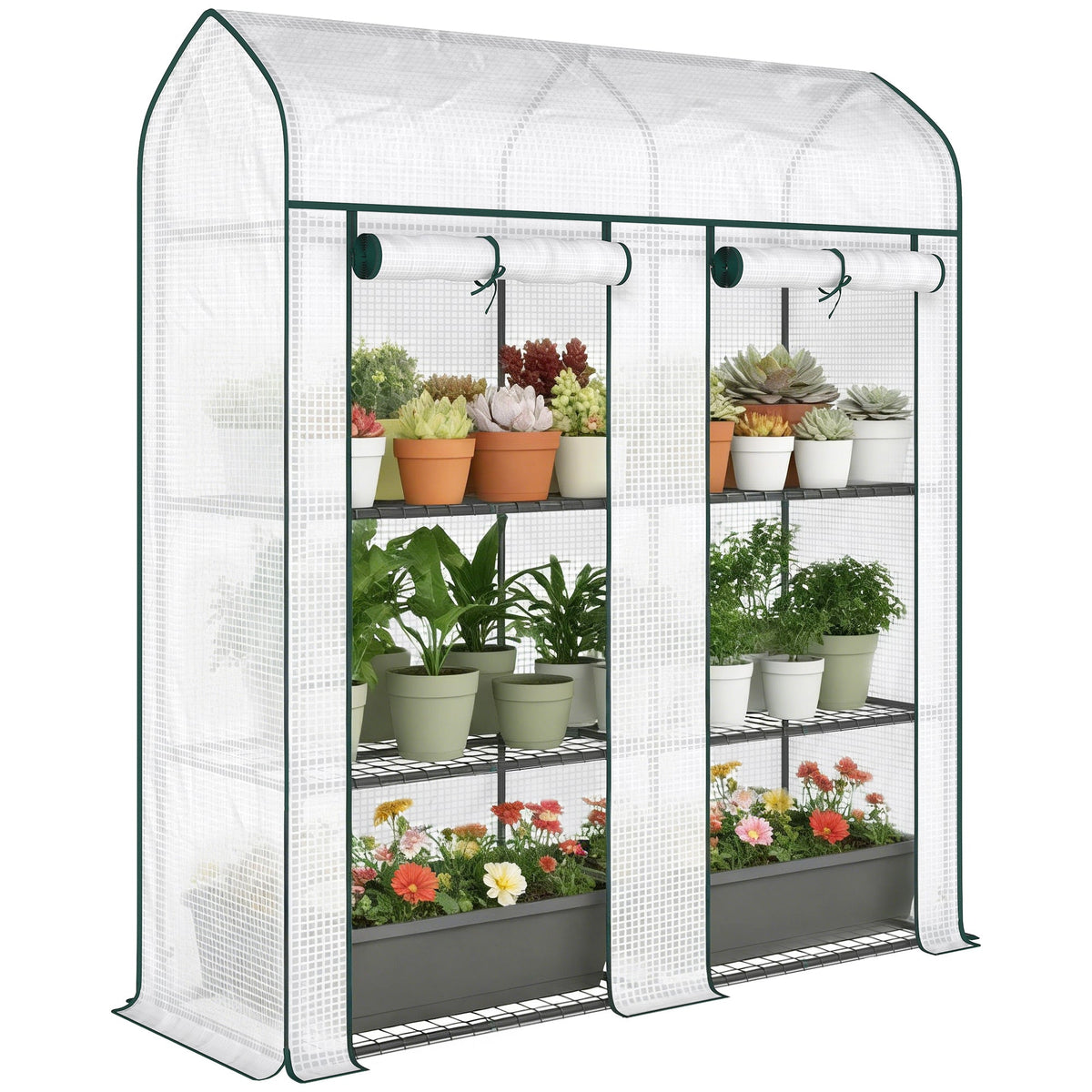 3-Tier Mini Greenhouse, 56.3" x 18.1" x 65", White — product view 1