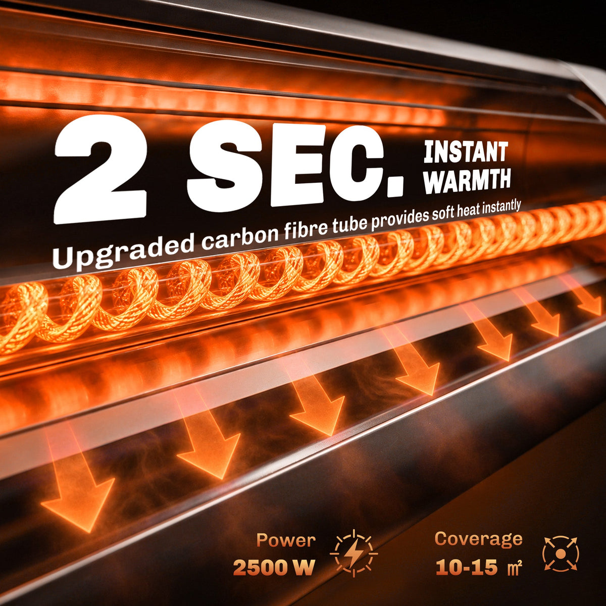 2500 W Infrared Patio Heater with Adjustable Tripod, IP65, 3 Heat Levels, Black — product view 6