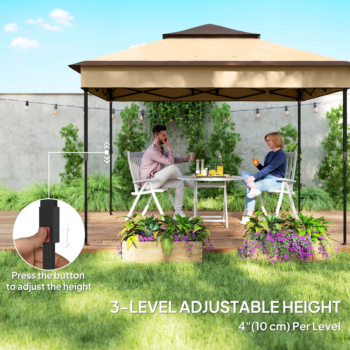 10.7 x 10.7ft Pop-Up Gazebo with Removable Mesh Curtains and UV30 Roof, Beige — product view 7