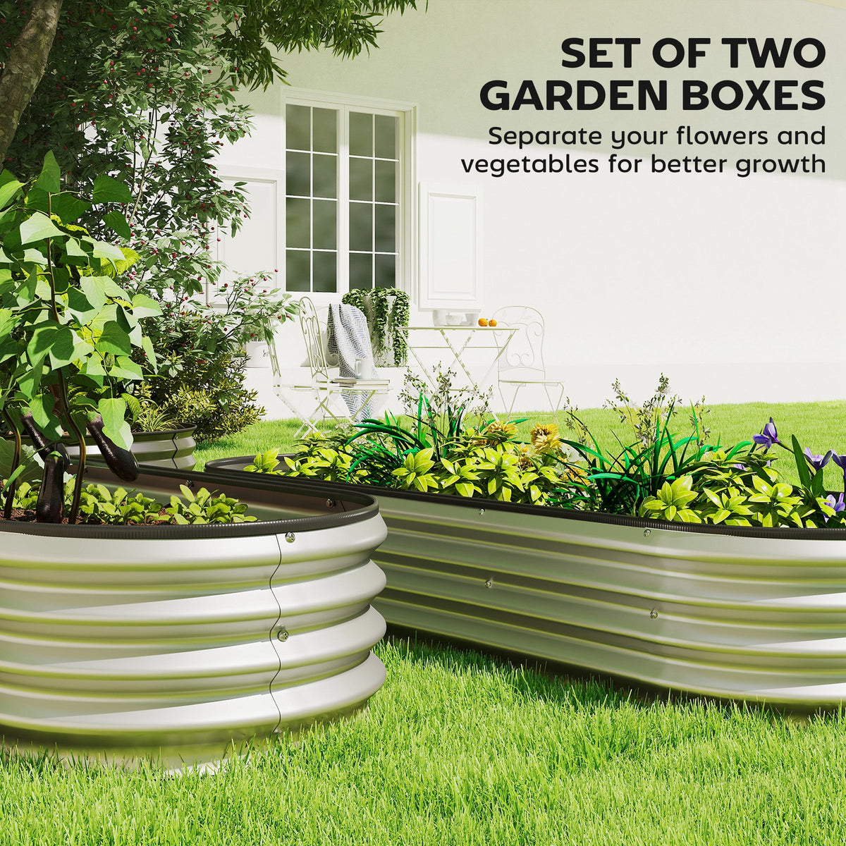 2pcs 6 x 2 x 1 ft Galvanized Raised Garden Beds, Silver — product view 6