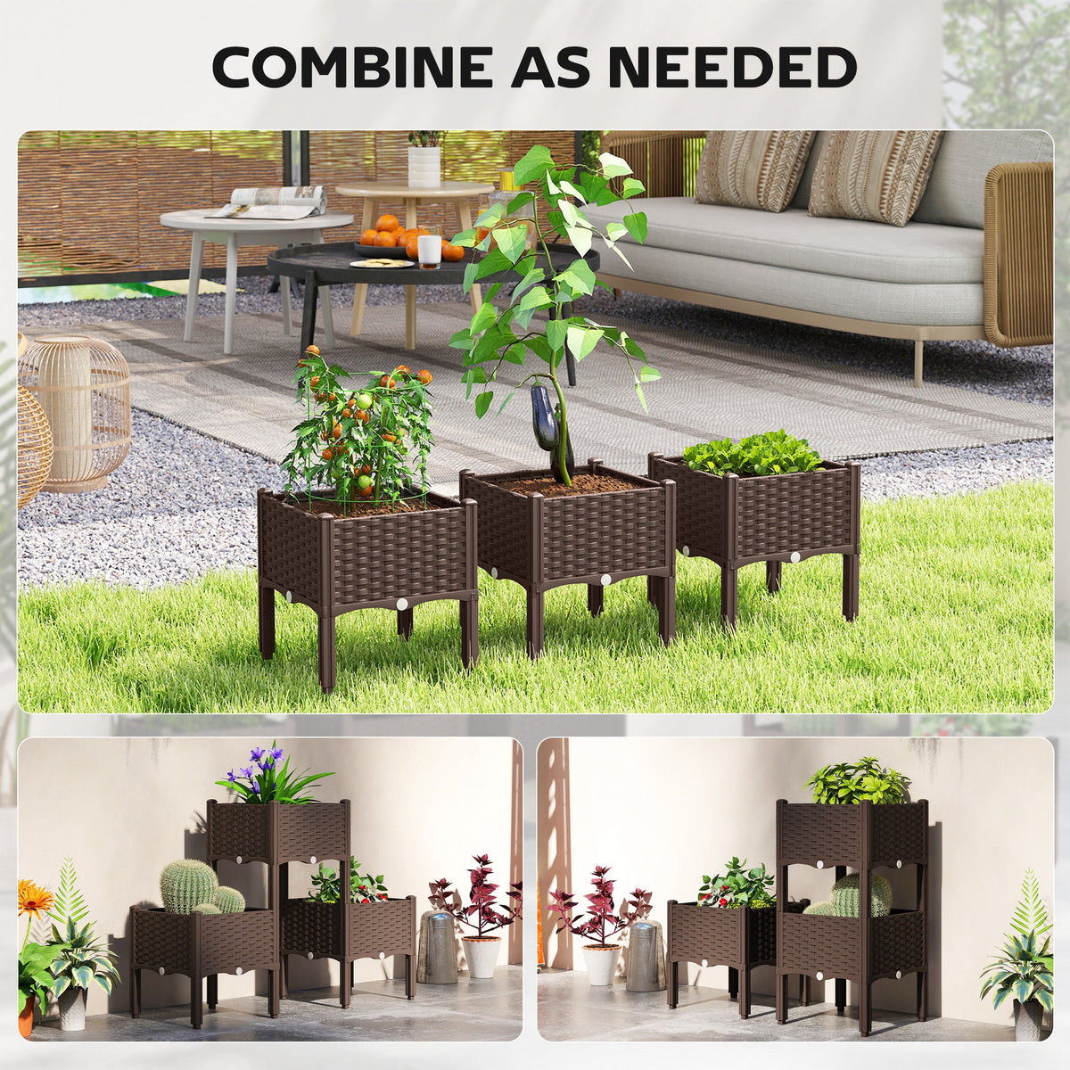 Self-Watering Plastic Raised Garden Bed with Legs — product view 6