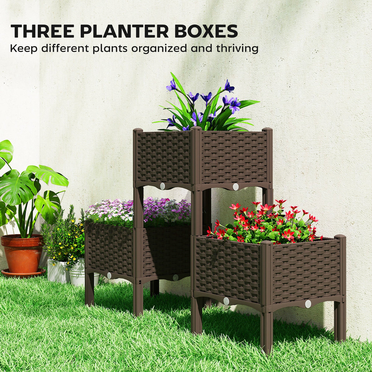 Self-Watering Plastic Raised Garden Bed with Legs — product view 7