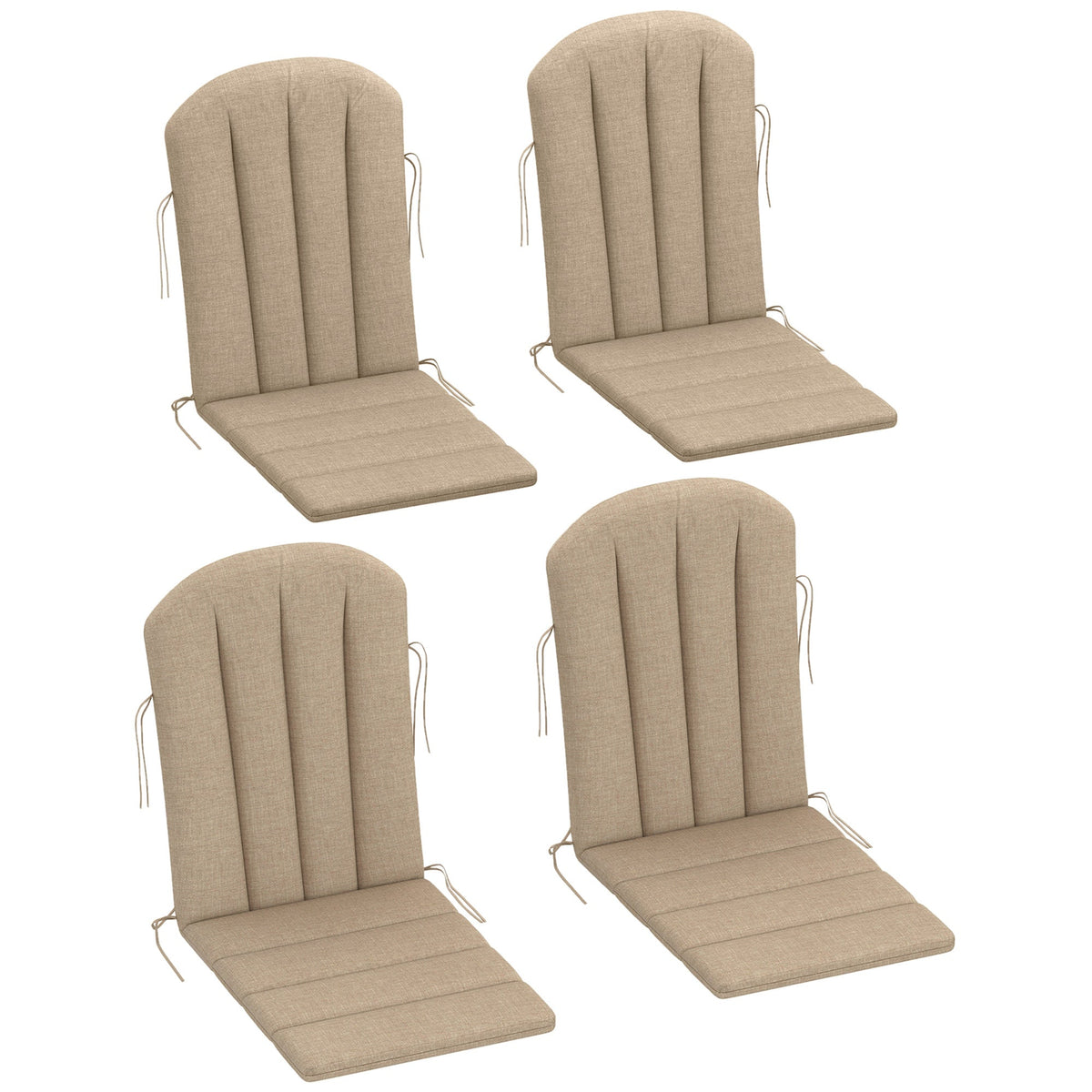 4-Piece Adirondack Chair Cushion Set with Ties, Beige — product view 1