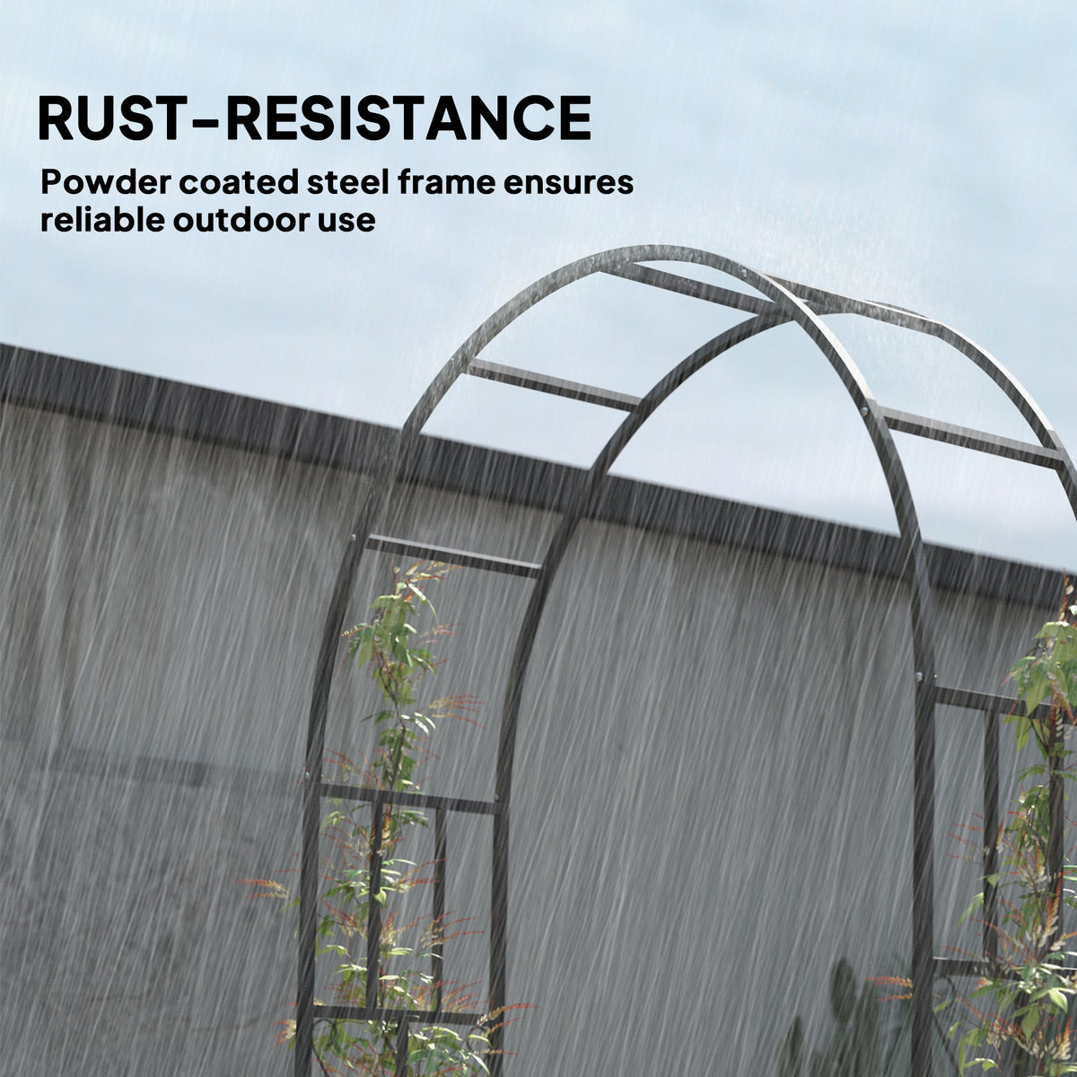 7.3ft Steel Garden Arch Trellis for Climbing Plants Roses Wisteria Vines, Black — product view 6
