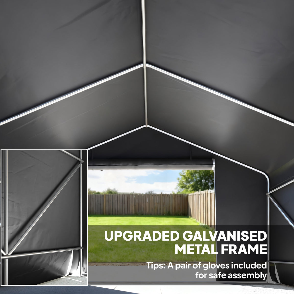 10' x 10' Portable Storage Shed with Roll-up Door, Dark Grey — product view 6