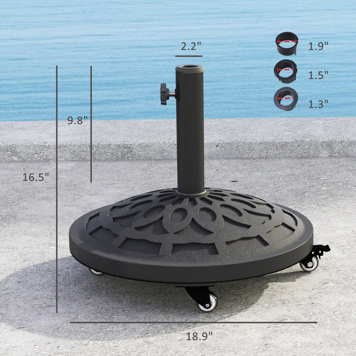 46 lbs Patio Umbrella Base with Wheels, Black — product view 5