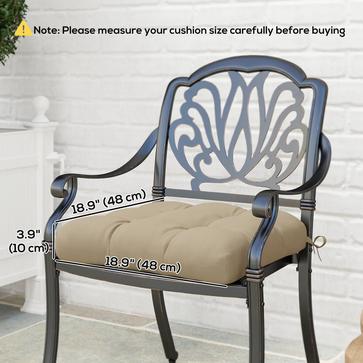 4-Piece Patio Chair Cushions Set with Ties, 19" x 19" x 4" — product view 5