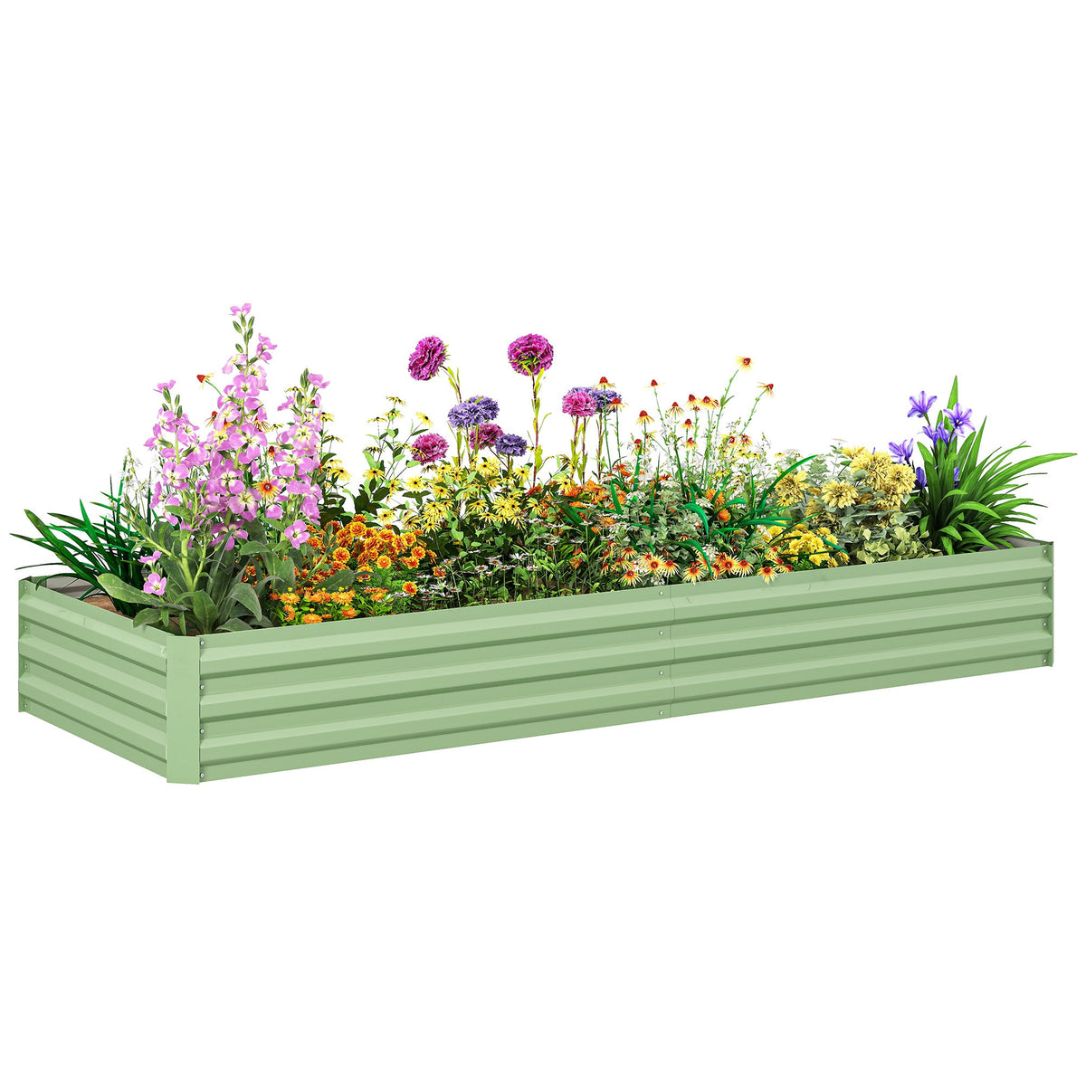 Galvanized Raised Garden Bed 8' x 3' x 1' for Vegetables, Flowers & Herbs, Light Green — product view 1