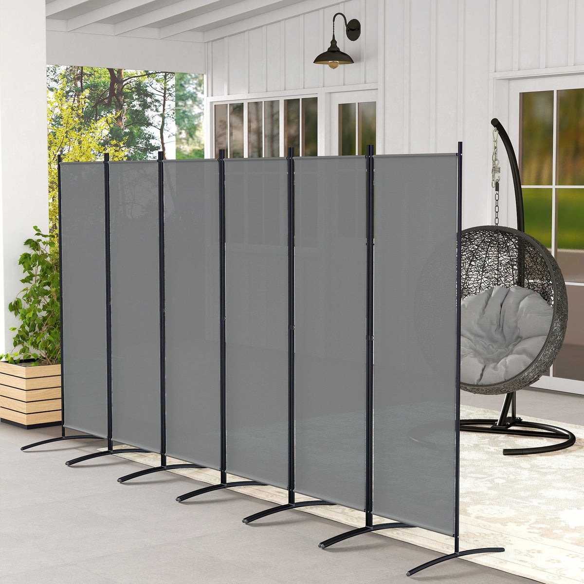 6 Panel Folding Room Divider Privacy Screen, 332 x 172 cm, Dark Grey — product view 3