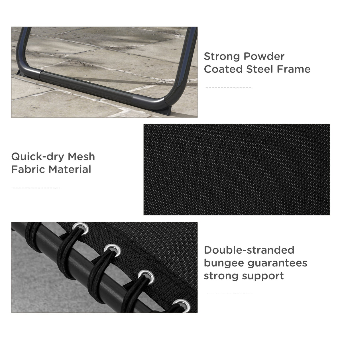 2-Piece Folding Chaise Lounge Set for Poolside or Beach, Black — product view 7