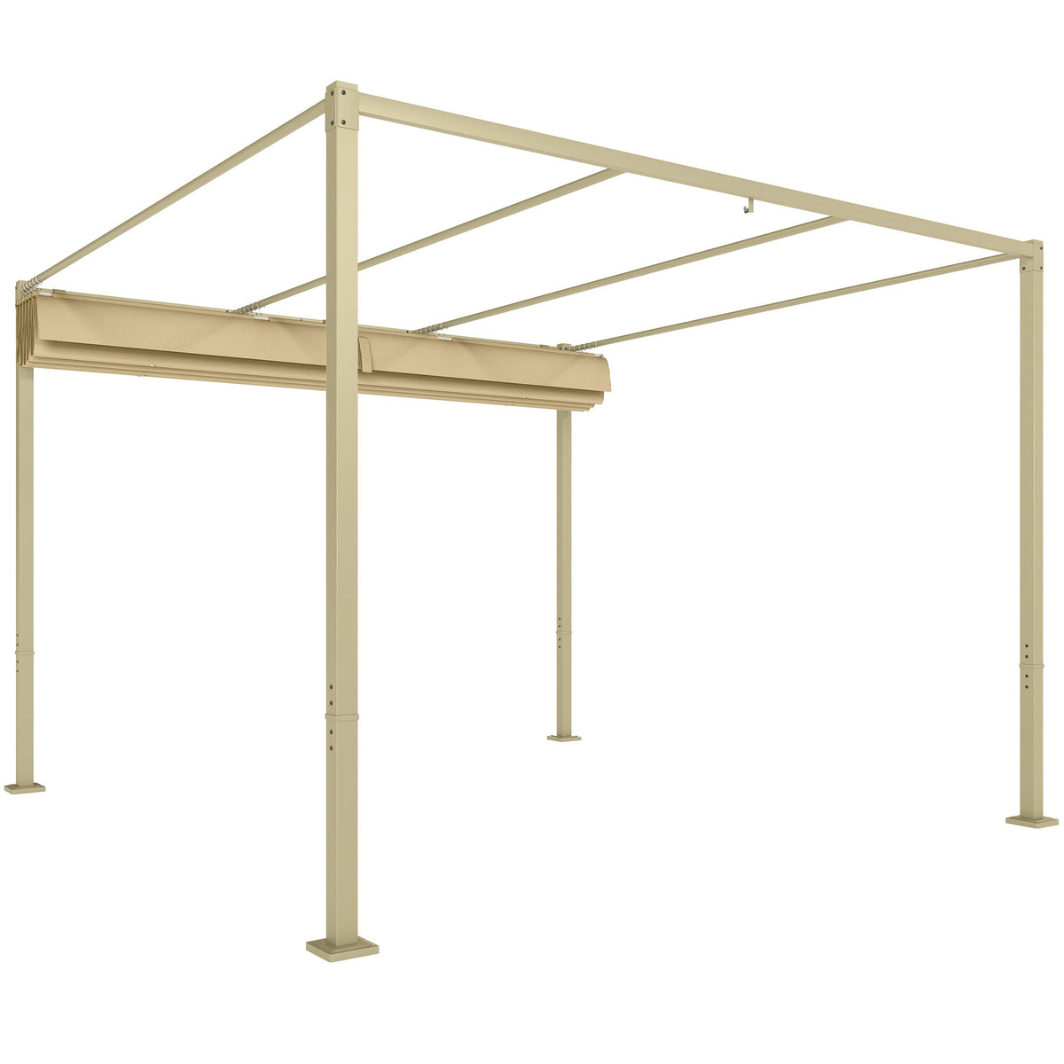 3 x 3m Garden Pergola with Retractable Roof & Magnetic Fixing, Khaki — product view 2