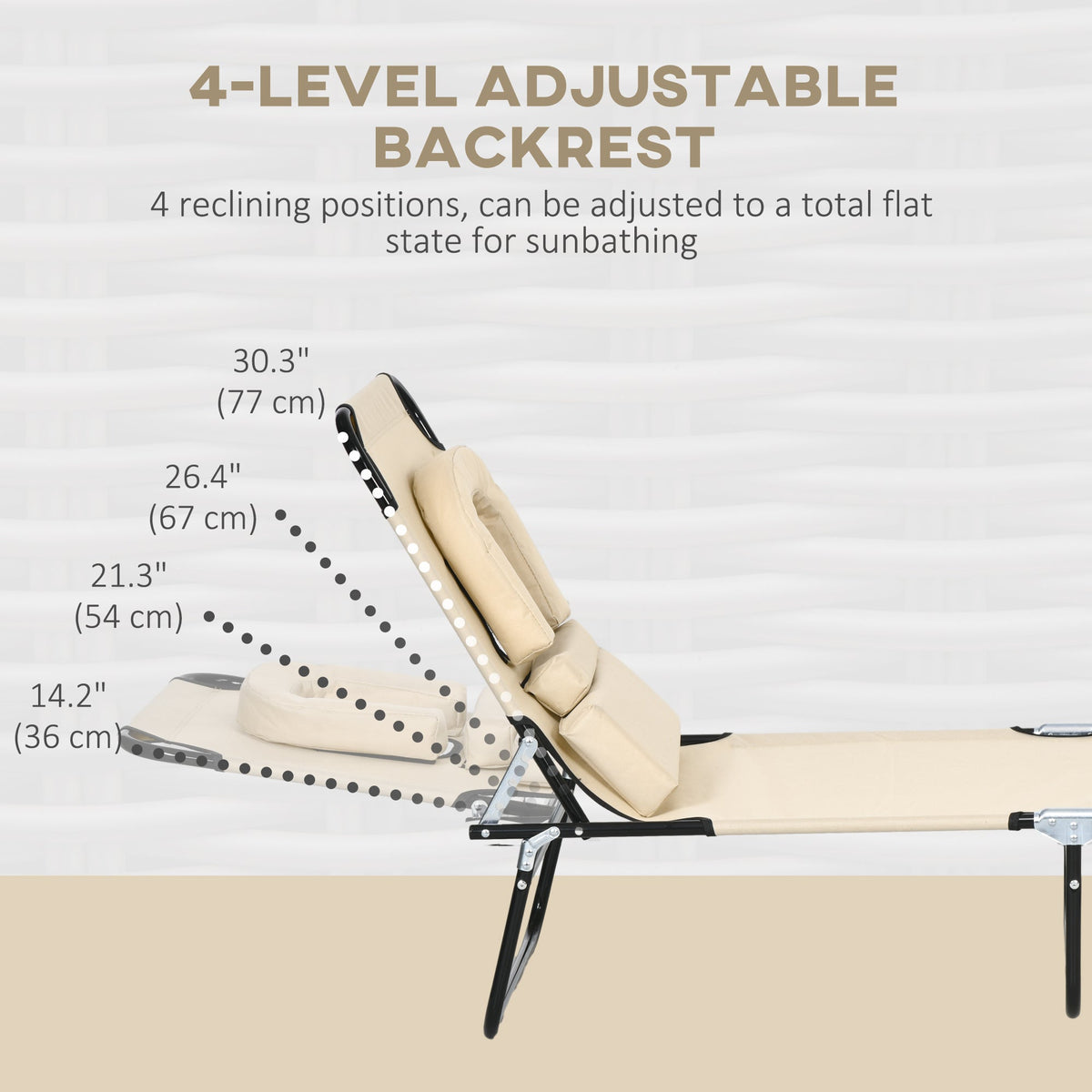 2pcs Adjustable Outdoor Lounge Chairs with Face Hole, Beige — product view 6