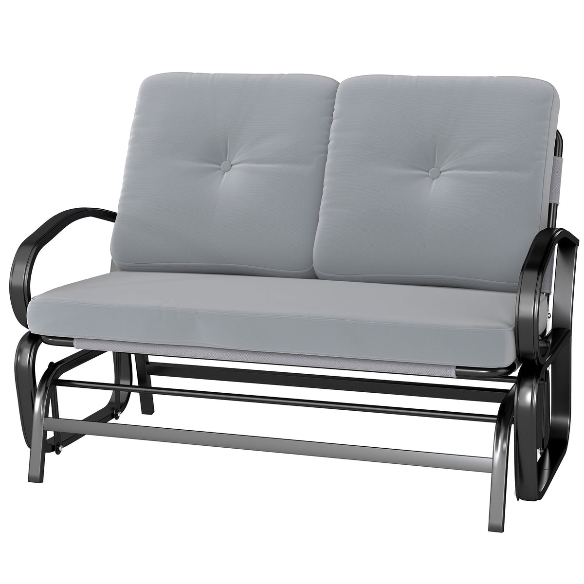 2-Person Outdoor Glider Bench with Cushions, Gray — product view 2