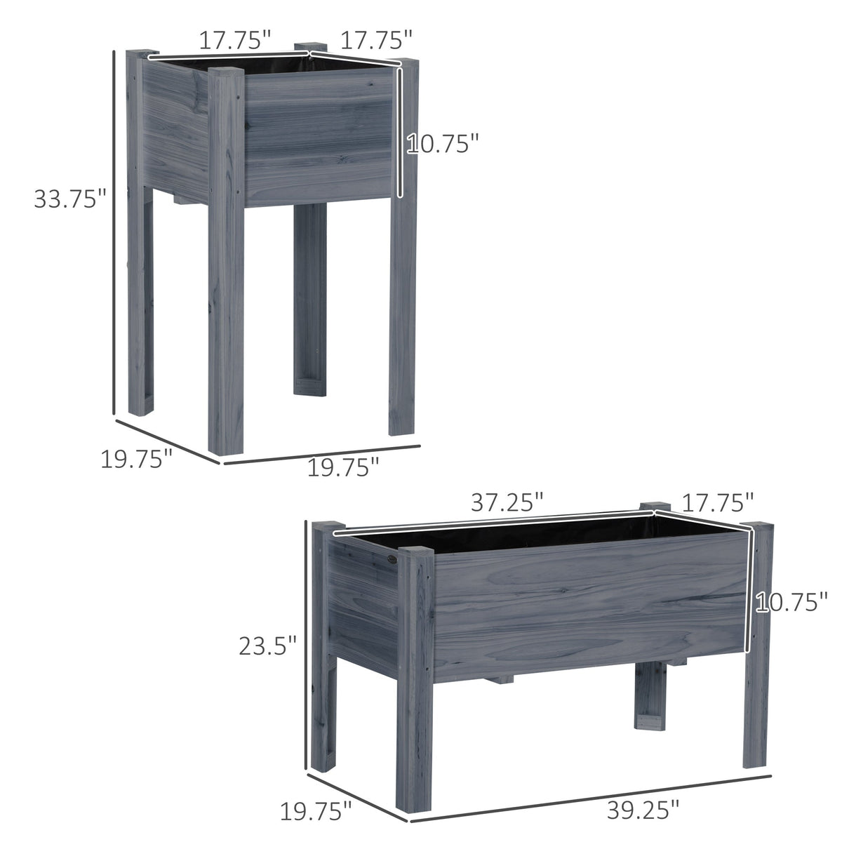 Raised Garden Bed Set of 3 with Legs and Bed Liner, Gray — product view 5