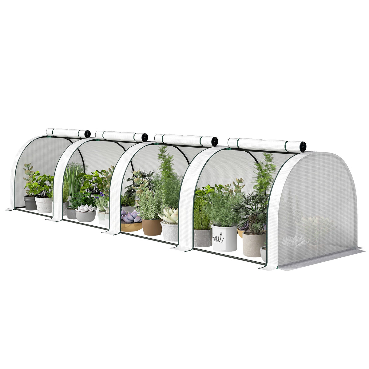 13' L x 3' W x 2.5' H Portable Tunnel Greenhouse, White — product view 2
