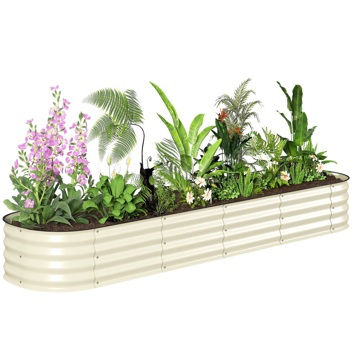 8' x 2' x 1' Galvanized Raised Garden Bed Kit, Cream — product view 1