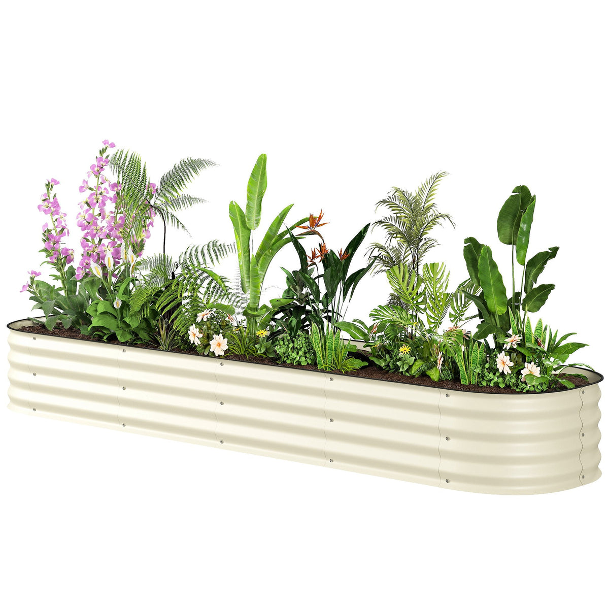 8' x 2' x 1' Galvanized Raised Garden Bed Kit, Cream — product view 2