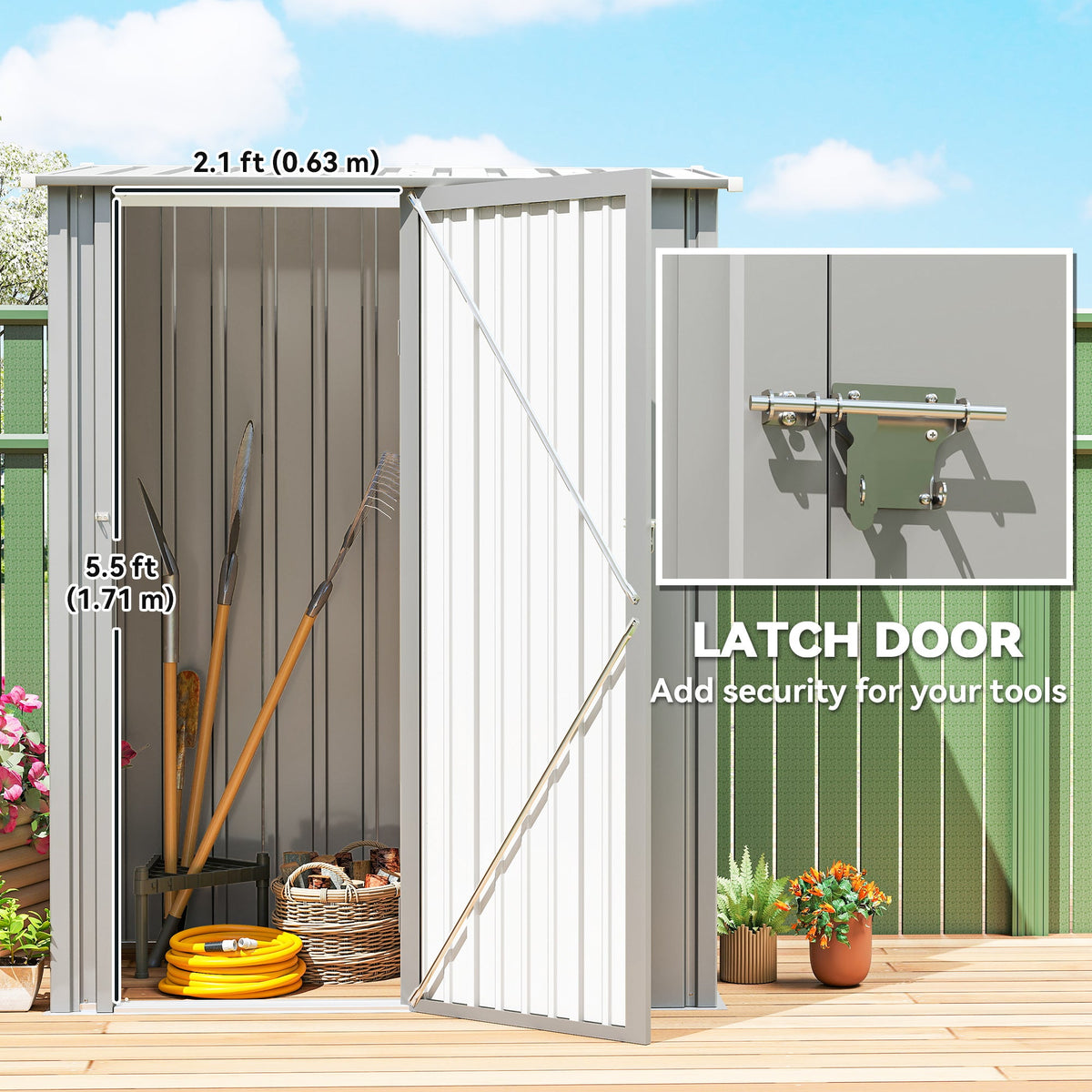 5ft x 3ft Garden Storage Shed with Sloped Roof and Lockable Door — product view 7