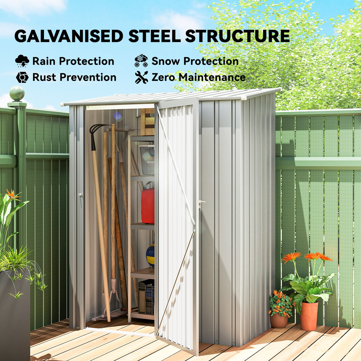 5ft x 3ft Garden Storage Shed with Sloped Roof and Lockable Door — product view 6
