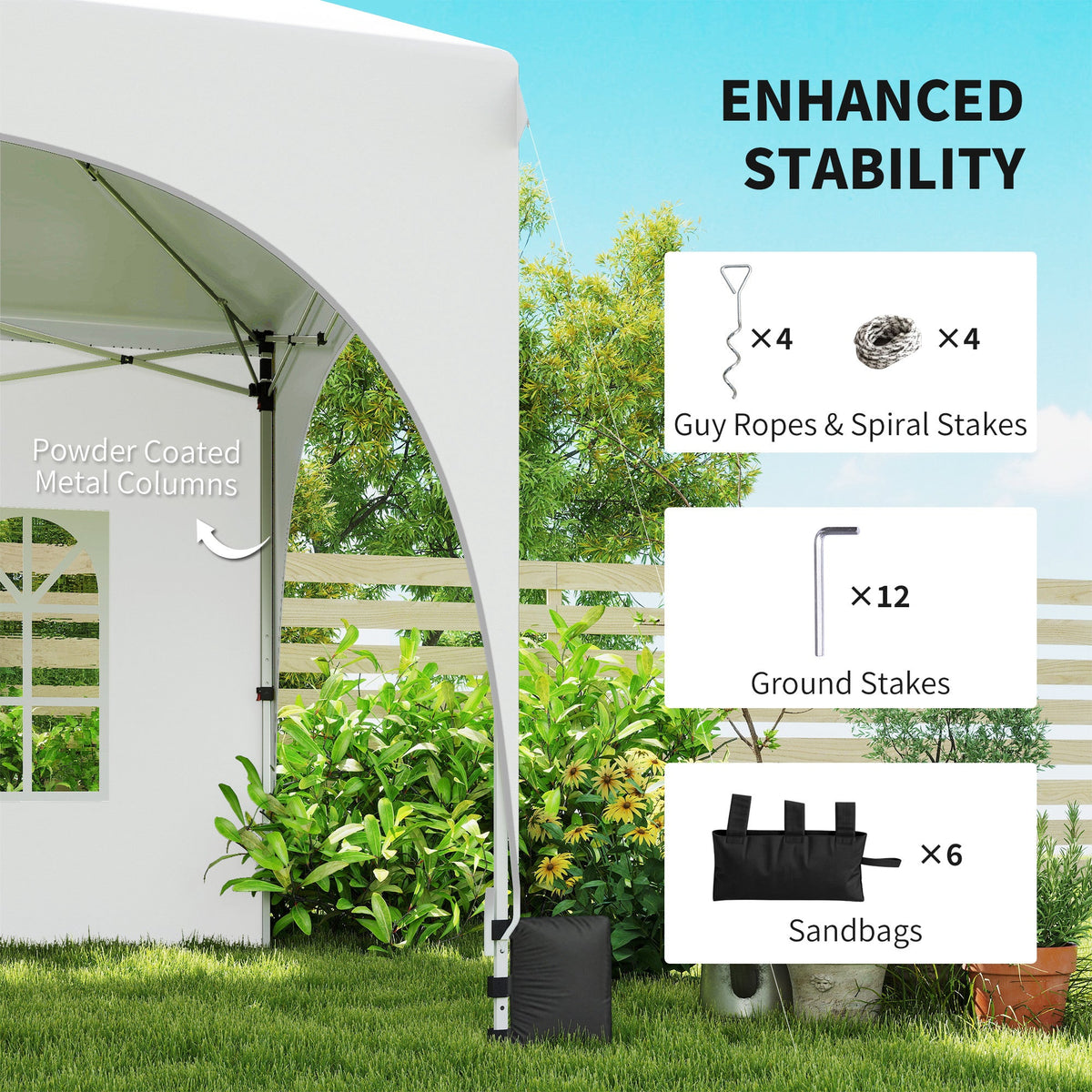 3 x 6m Pop Up Gazebo with Sides, Sandbags & Windows, Light Grey/White — product view 7