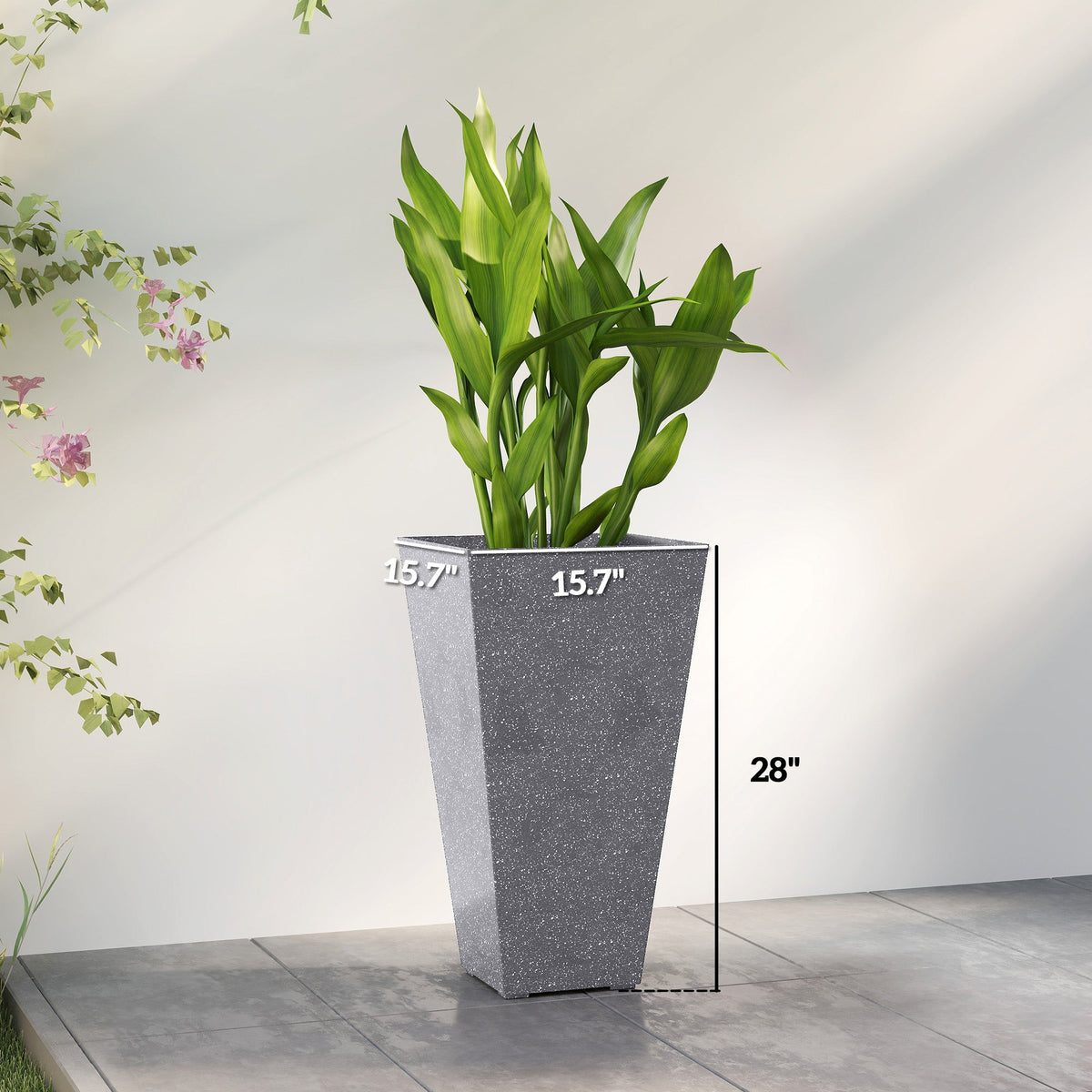 3-Piece 28" Tall Planters with Drainage Holes, Gray — product view 5