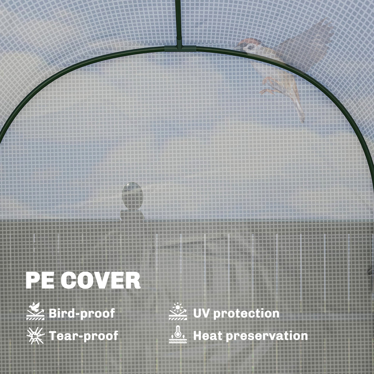 Walk-in Greenhouse with Shelves with PE Cover, 123 x 187 x 189 cm, White — product view 7