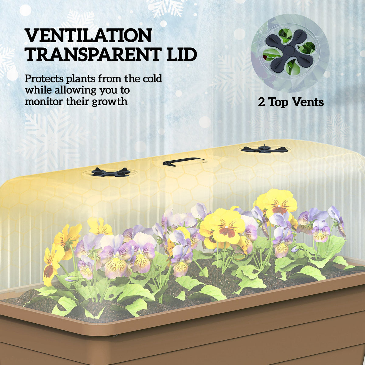 41L Self-Watering Raised Garden Bed with Lid and Shelf, Brown — product view 7