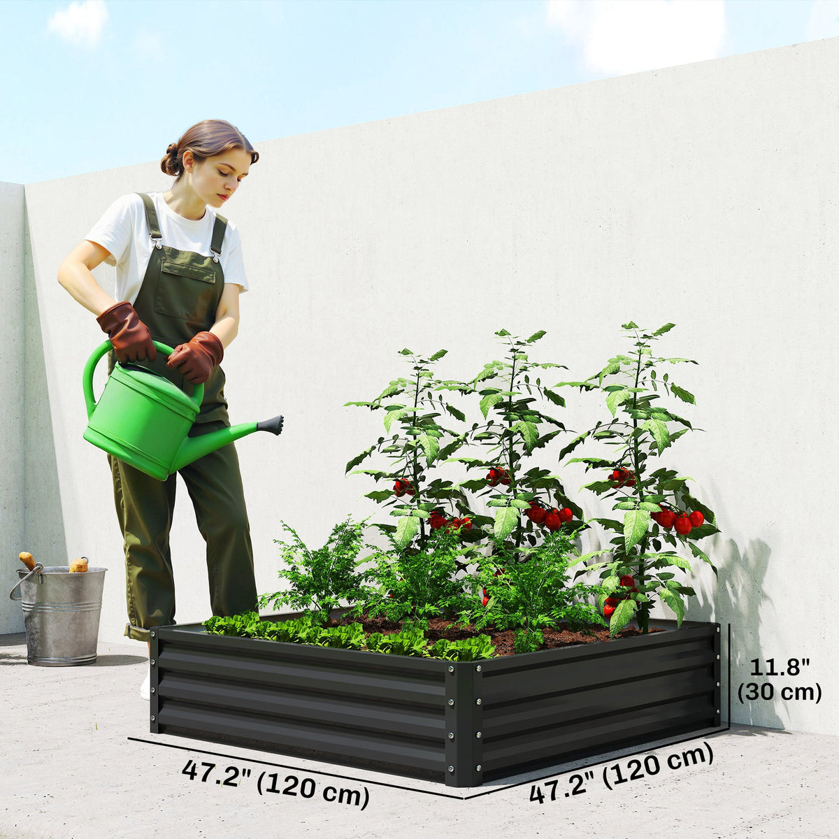 4' x 4' x 1' Galvanized Raised Garden Bed for Vegetables, Black — product view 5