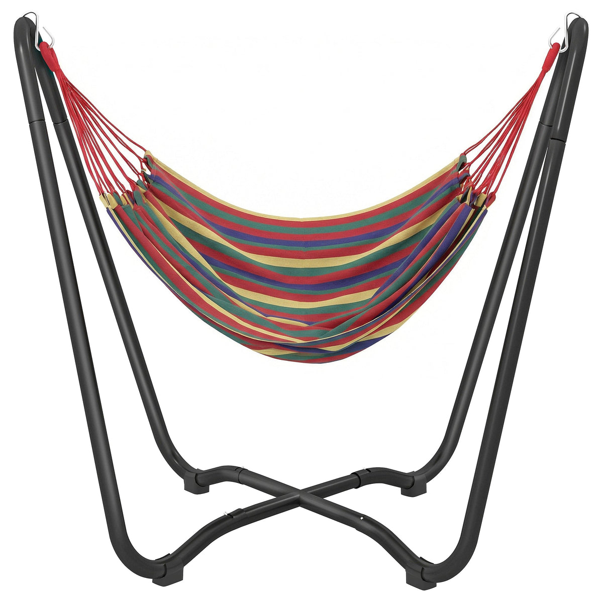 Fabric Patio Hammock with Steel Stand, Free-Standing Lounge Bed, Multi-Colored — product view 1