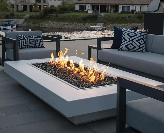 LoungeYard Phoenix Rectangle Low Fire Table in Concrete